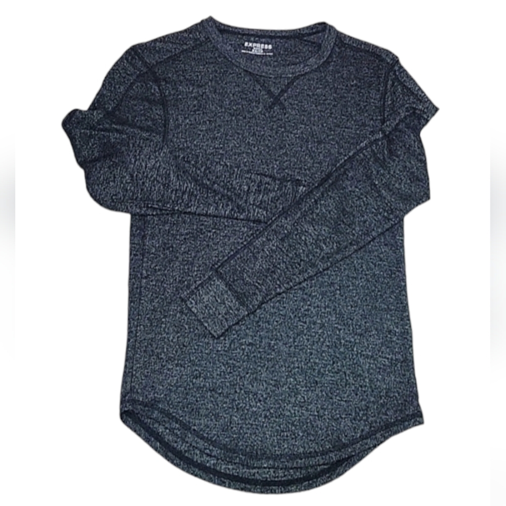 Express Waffle Long Sleeve Shirt Black Super Soft, Size: X-Small